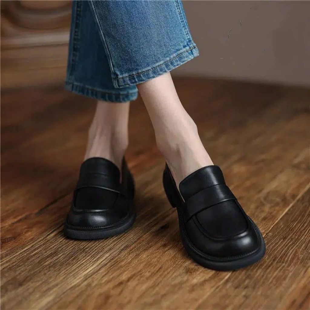 Leather Work Women Shoes - Women's Genuine Leather Flat Slip on