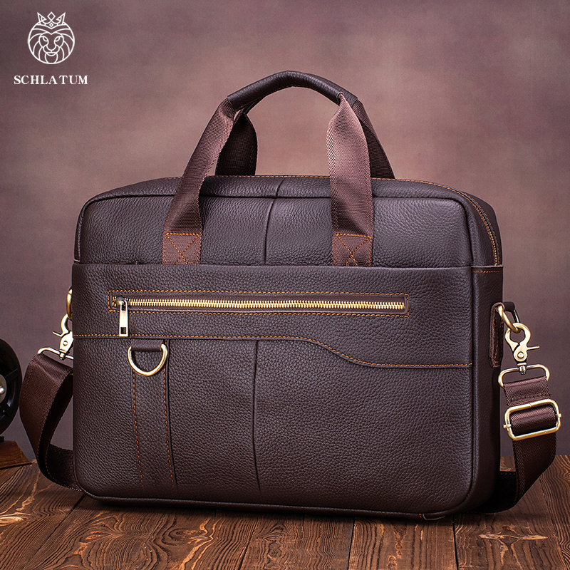 Leather Work Bag Laptop - Men's Vintage Genuine Leather Briefcase Large