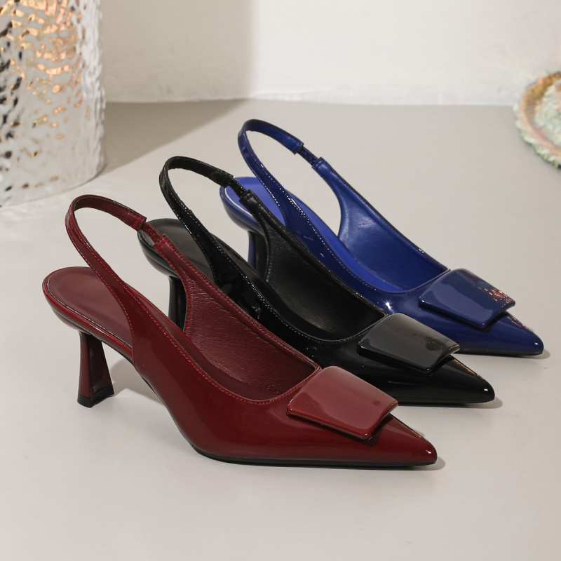 Leather Work Women Shoes - European size backless sandals, sexy slip-on