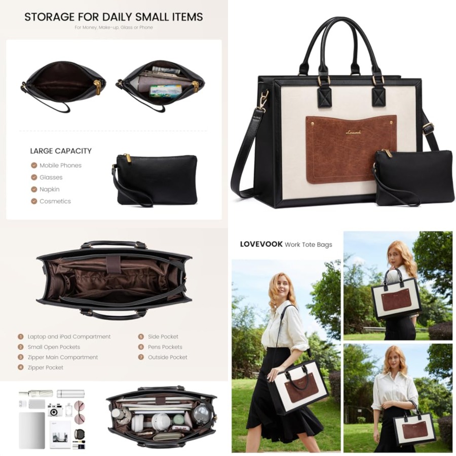 Leather Work Bag Laptop - Laptop Tote Bag for Women, Work