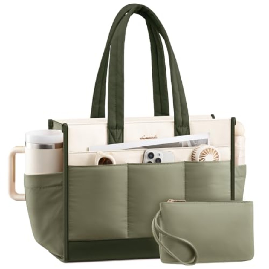 Leather Work Bag Laptop - Tote Bag for Women Puffer Laptop