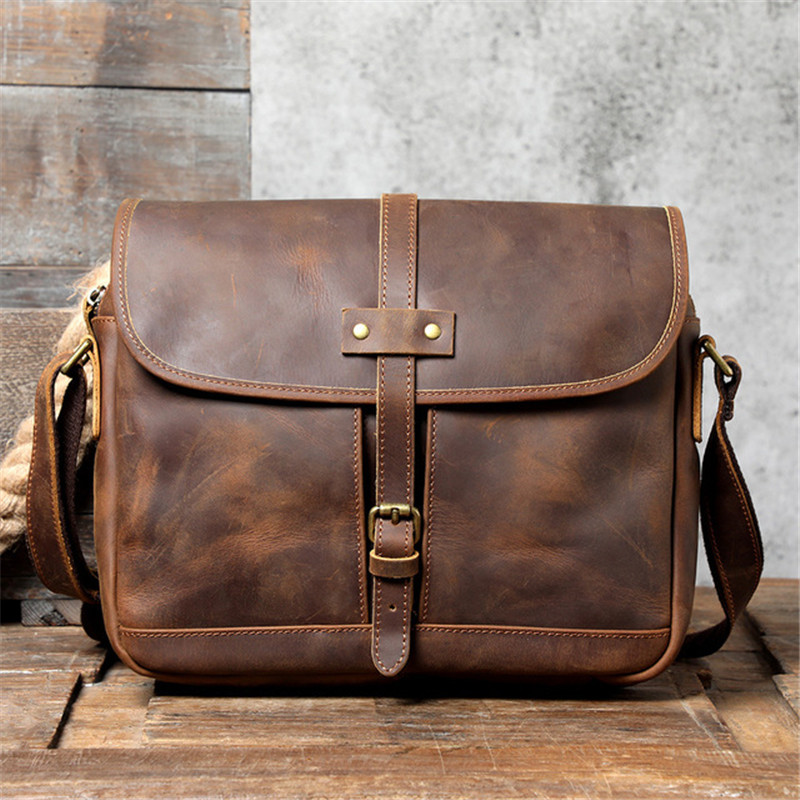 Leatherwork Thread - Vintage Crazy Horse Cowhide Men's Messenger