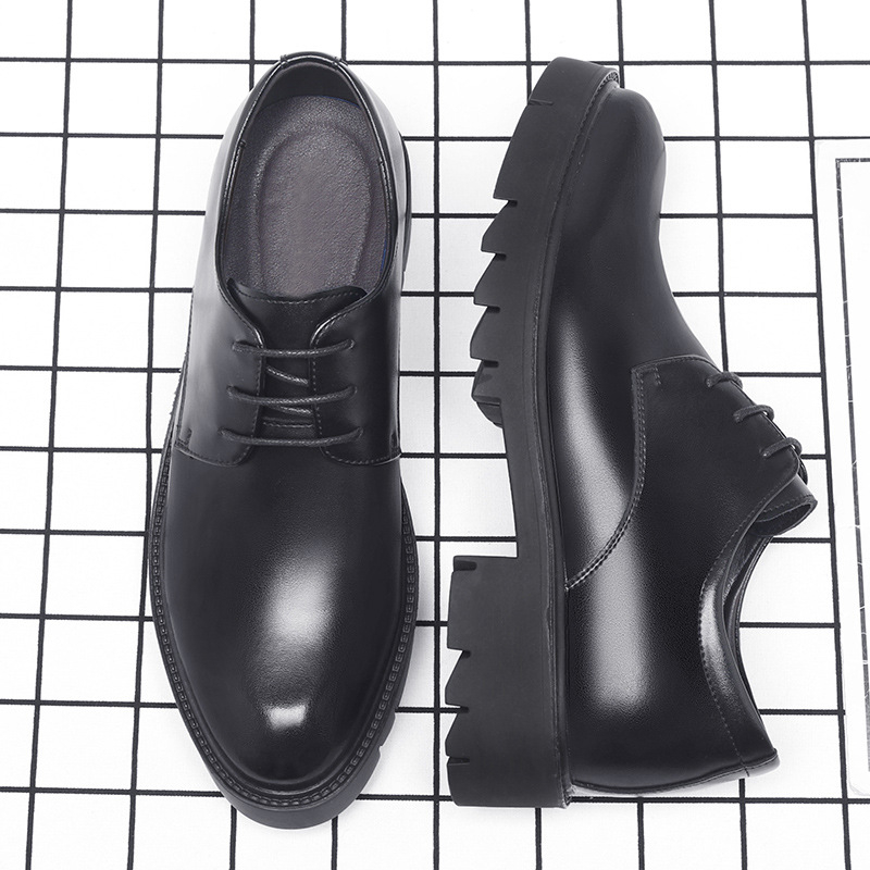 Leather Work Dress - Mens Black Leather Lace Up Dress