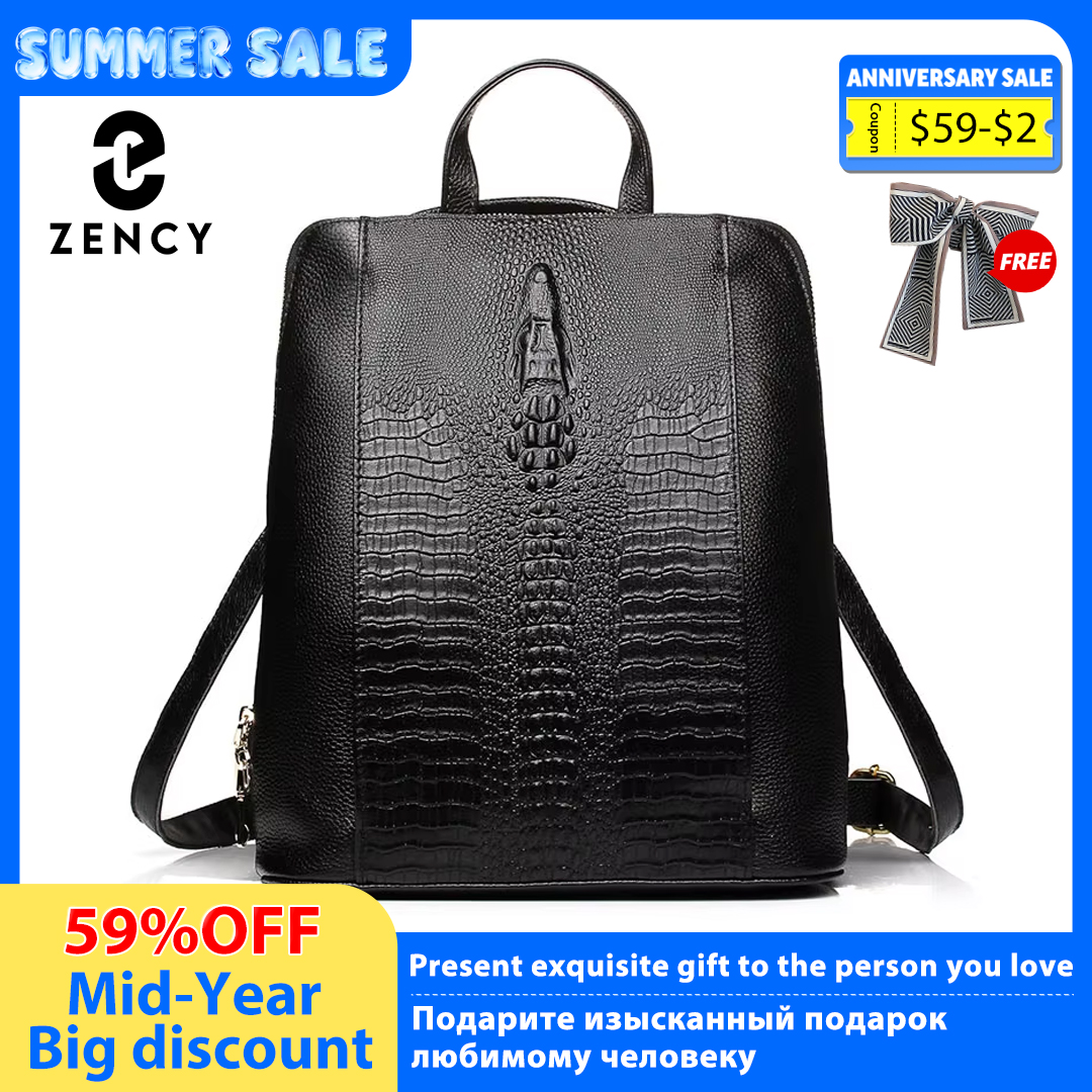 Leather Work Bag Laptop - Zency Women's Crocodile Leather Backpack 100%