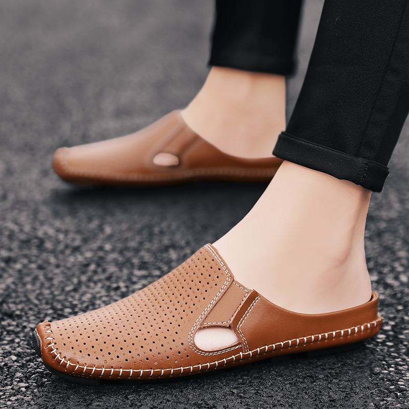 Leather Work Flats - Half Slipper for Men Sandals 2025