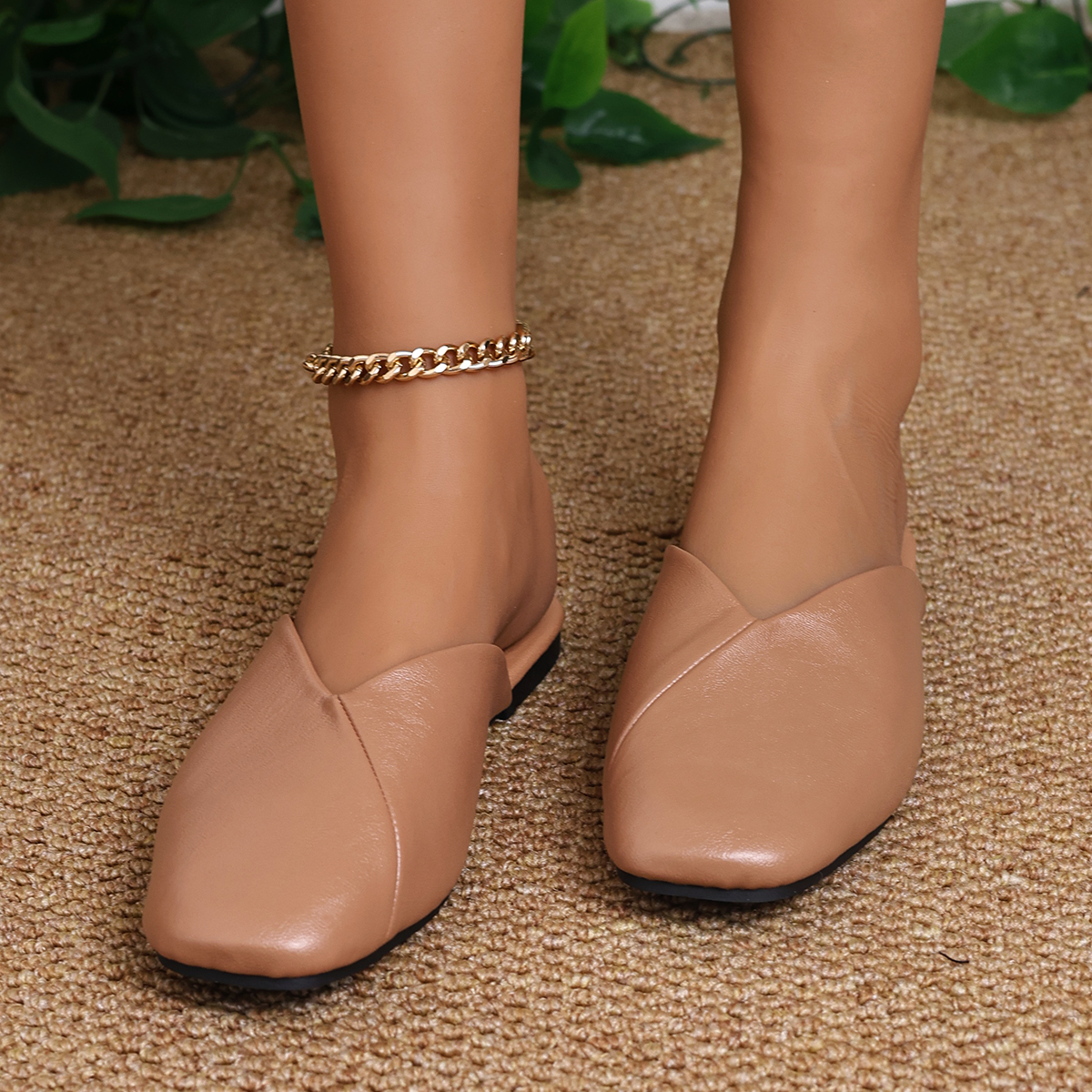 Women's Fashion Square Toe V-c - Leather Work Flats recension och pris