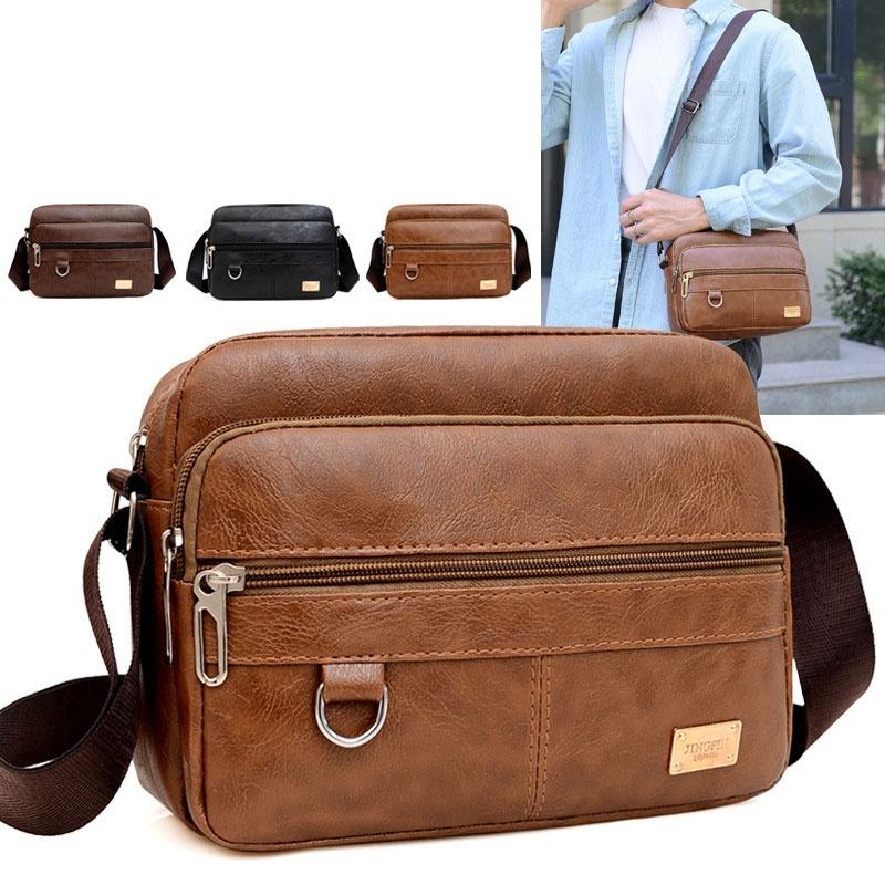 Leather Men's Sling Bag Messen - Leather Work Bag Laptop recension och pris