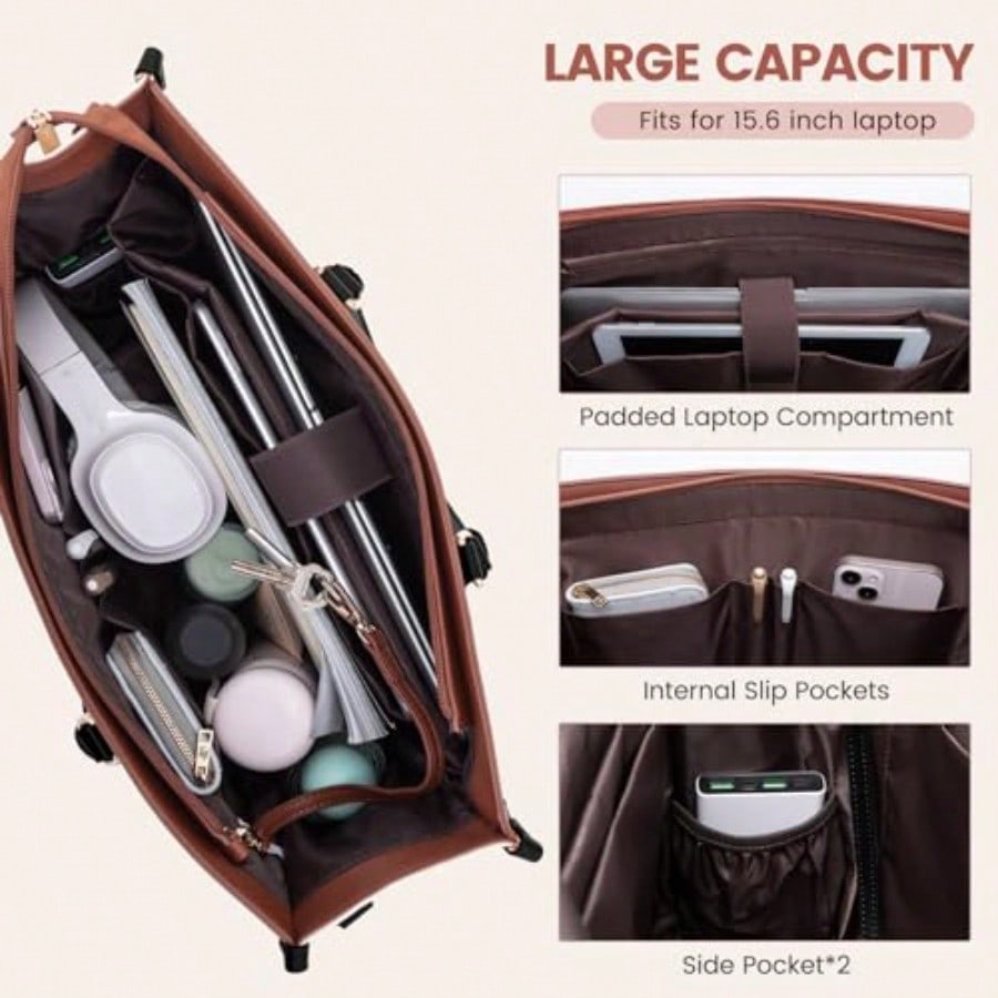 Laptop Bag For Women 15.6 Lnch - Leather Work Bag Laptop recension och pris