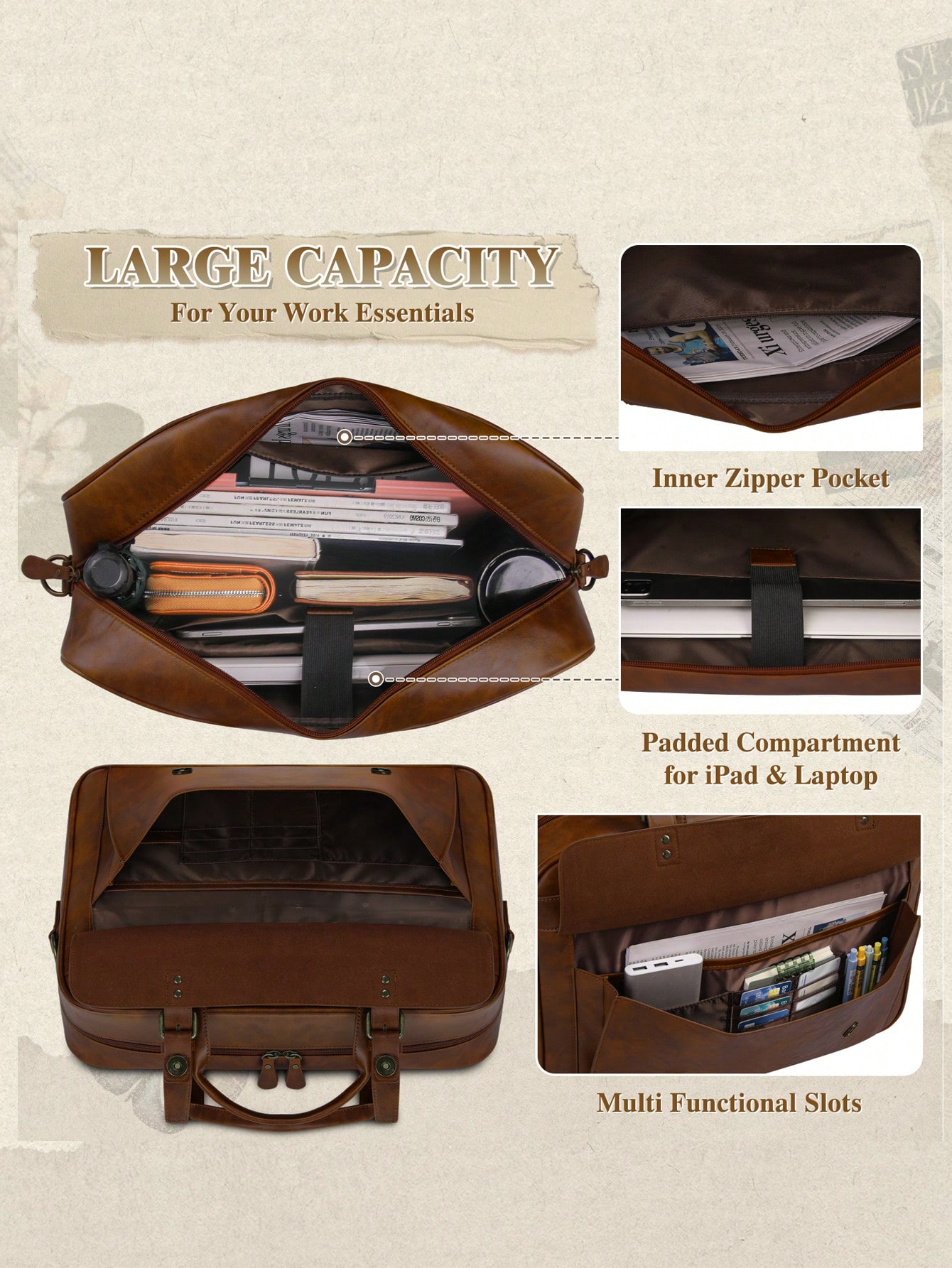 Vintage Leather Messenger Bag  - Leather Work Bag Laptop recension och pris