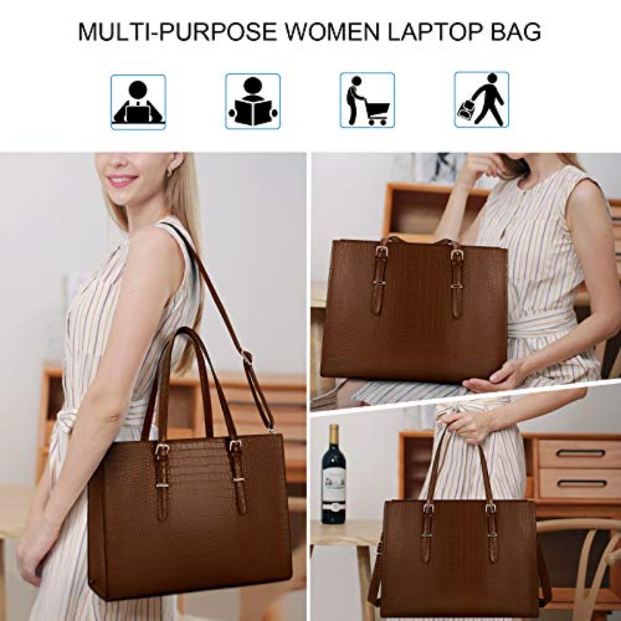 Laptop Bag for Women 15.6 Inch - Leather Work Bag Laptop recension och pris