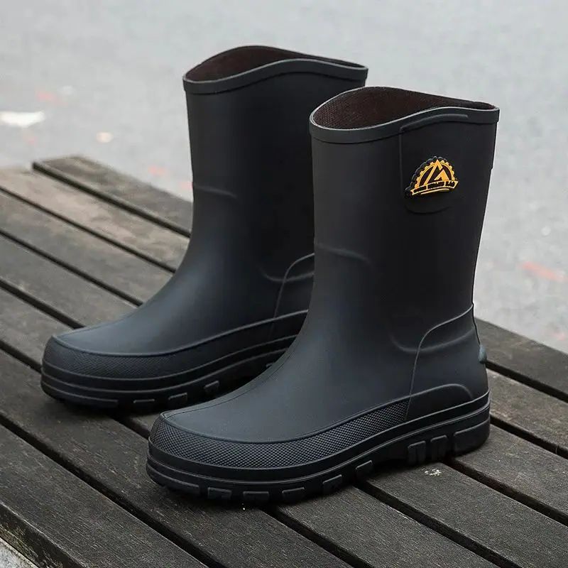 New Fashion Men Rain Boots Pla - Leather Work Youtube recension och pris