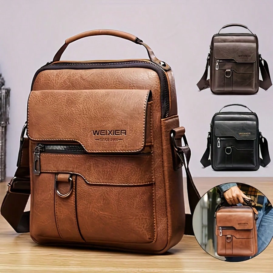 Durable Waxed Canvas & PU Leat - Leather Work Bag Laptop recension och pris