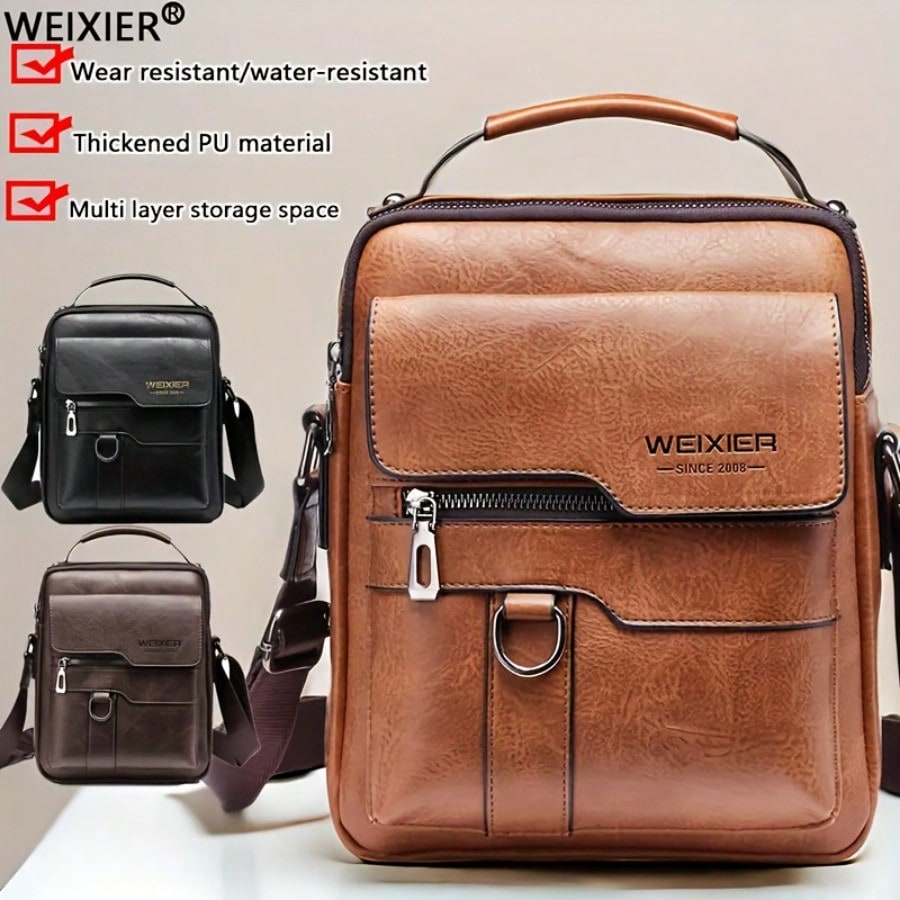 Durable Waxed Canvas & PU Leat - Leather Work Bag Laptop recension och pris