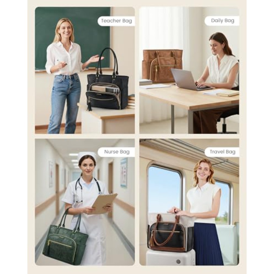 Laptop Tote Bag for Women With - Leather Work Bag Laptop recension och pris