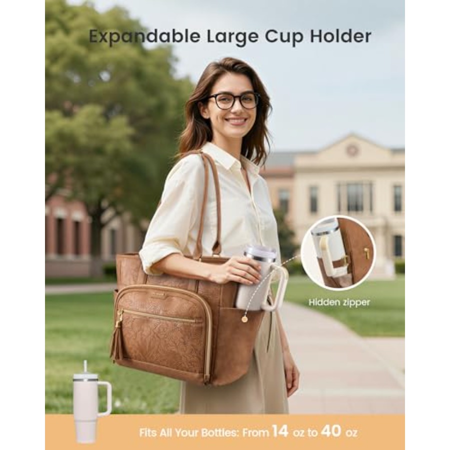 Laptop Tote Bag for Women With - Leather Work Bag Laptop recension och pris