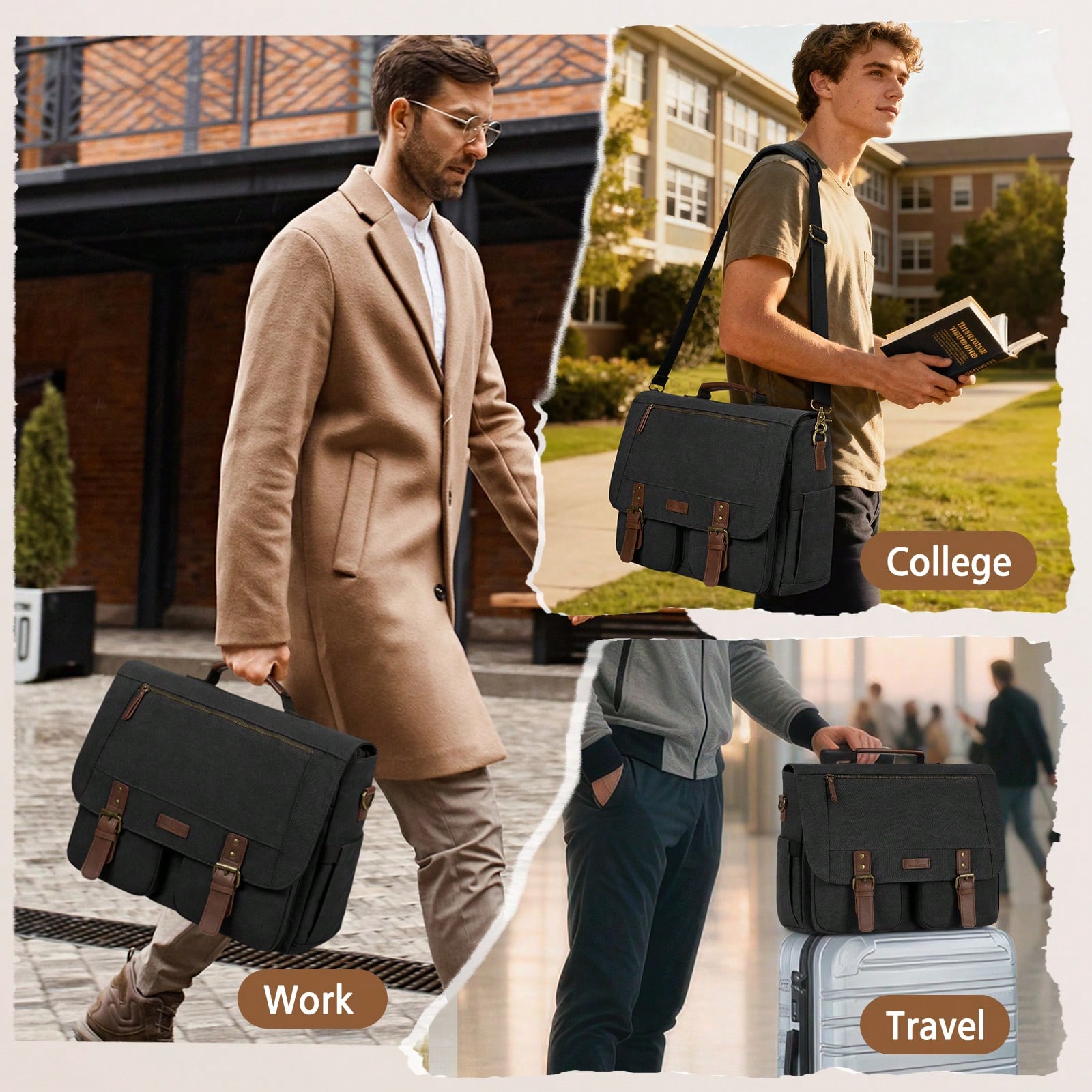 Vintage Men's Messenger Bag, 1 - Leather Work Bag Laptop recension och pris