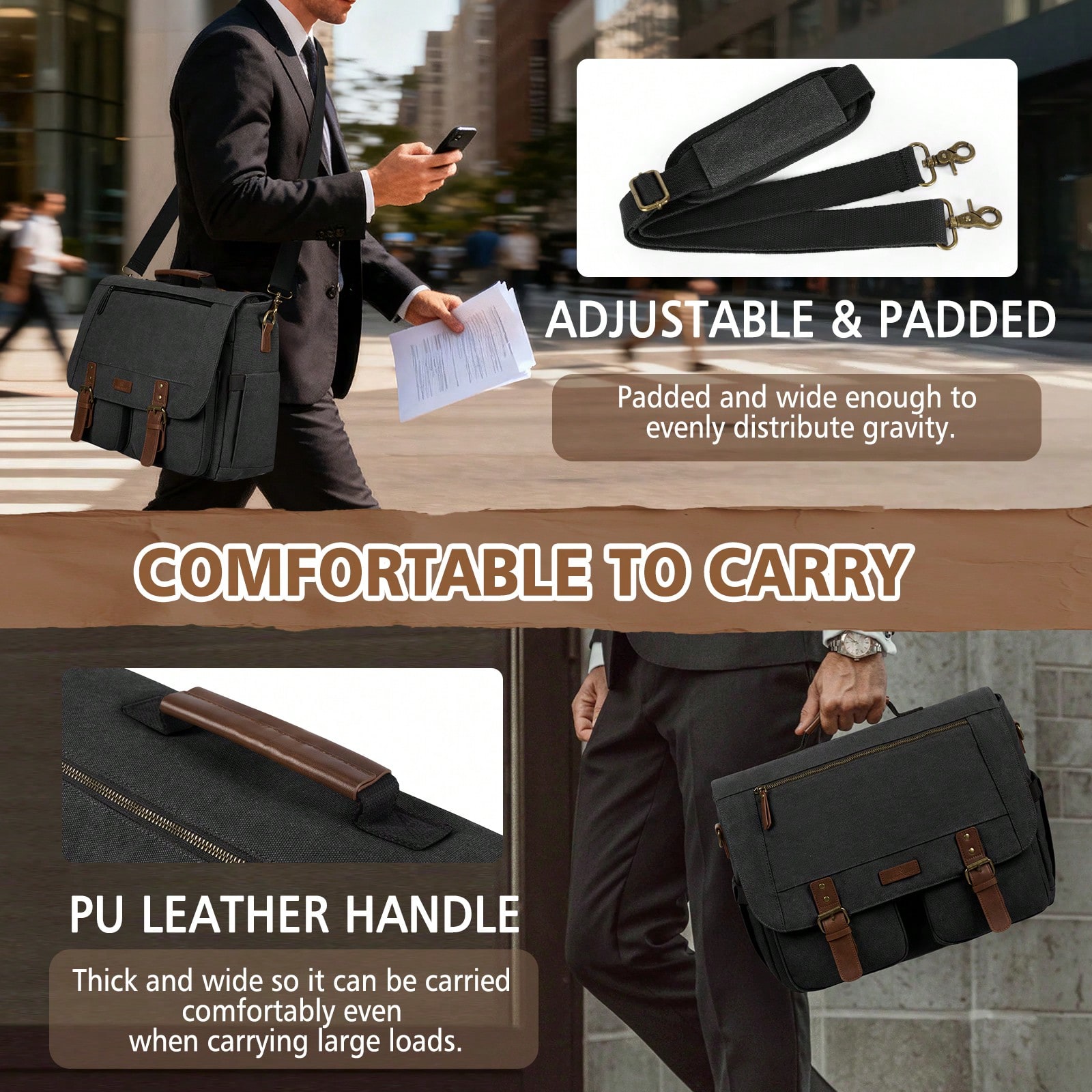 Vintage Men's Messenger Bag, 1 - Leather Work Bag Laptop recension och pris