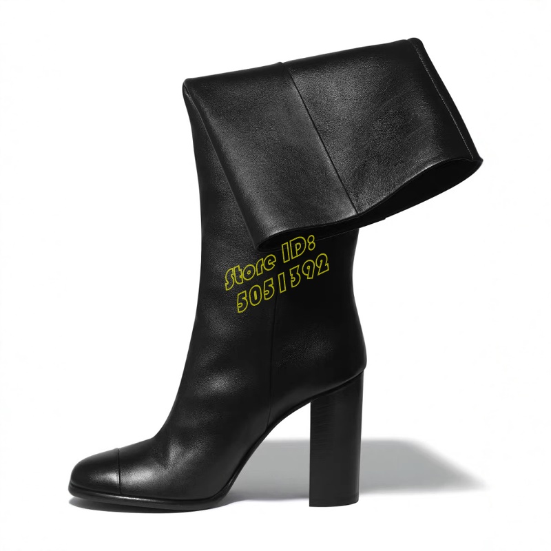 Black Matte Leather Knee High  - Leather Work Dress recension och pris