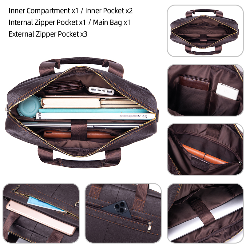 Men's Vintage Genuine Leather  - Leather Work Bag Laptop recension och pris