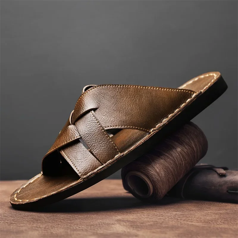Genuine Leather Men Casual San - Leather Work Flats recension och pris