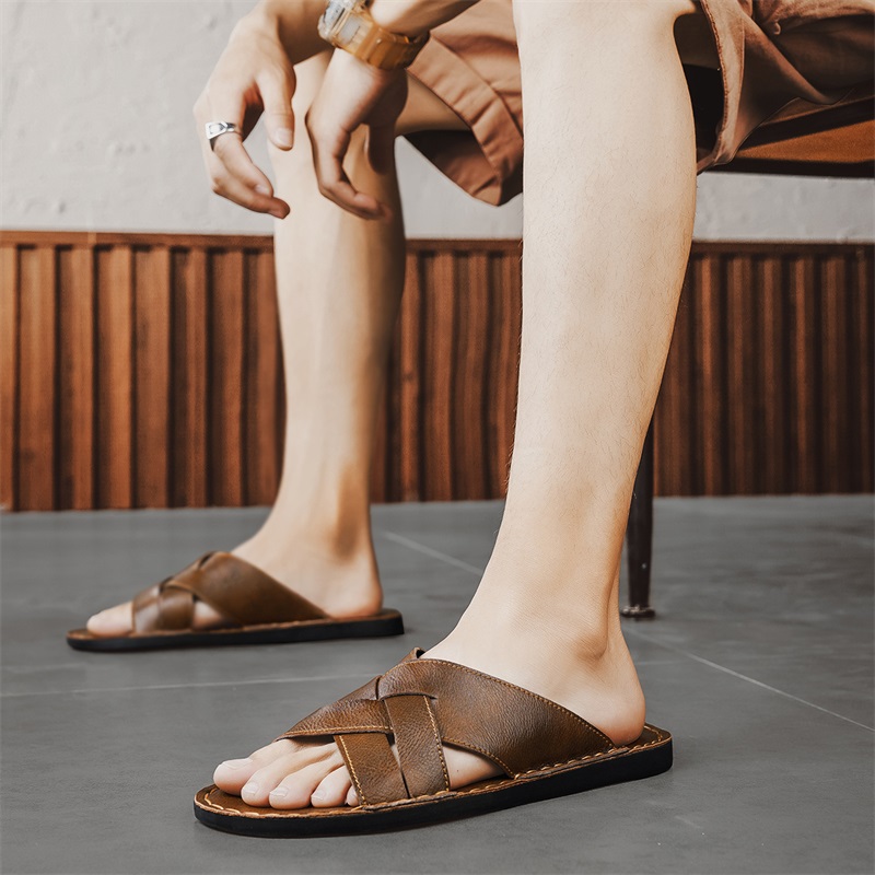 Genuine Leather Men Casual San - Leather Work Flats recension och pris