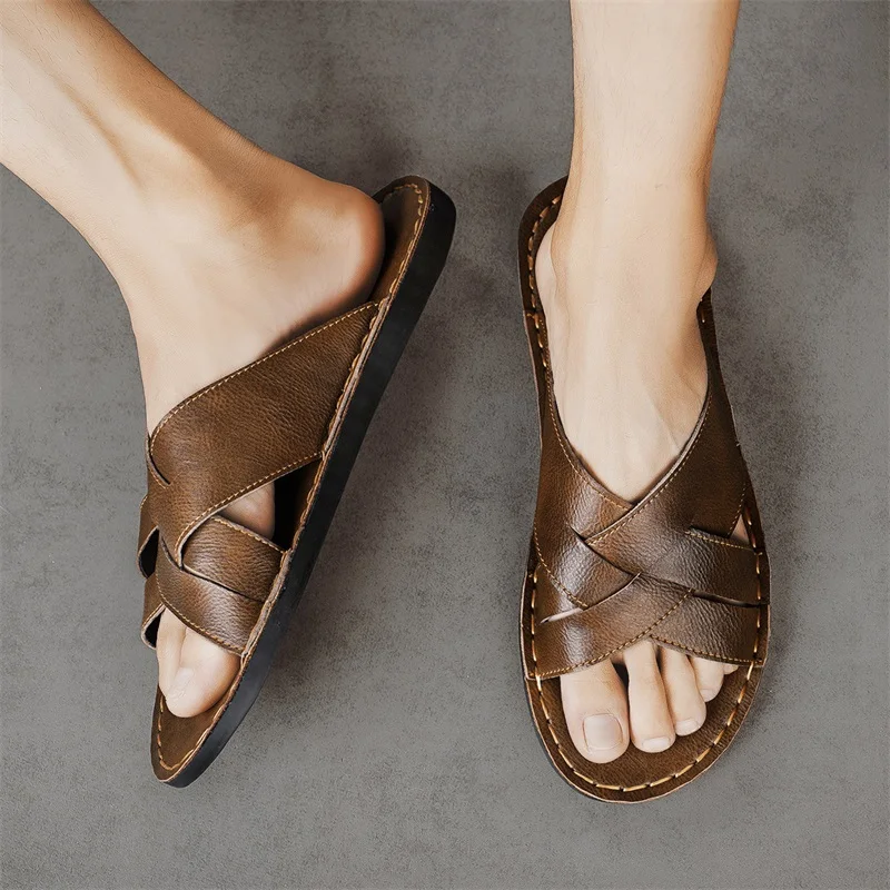 Genuine Leather Men Casual San - Leather Work Flats recension och pris