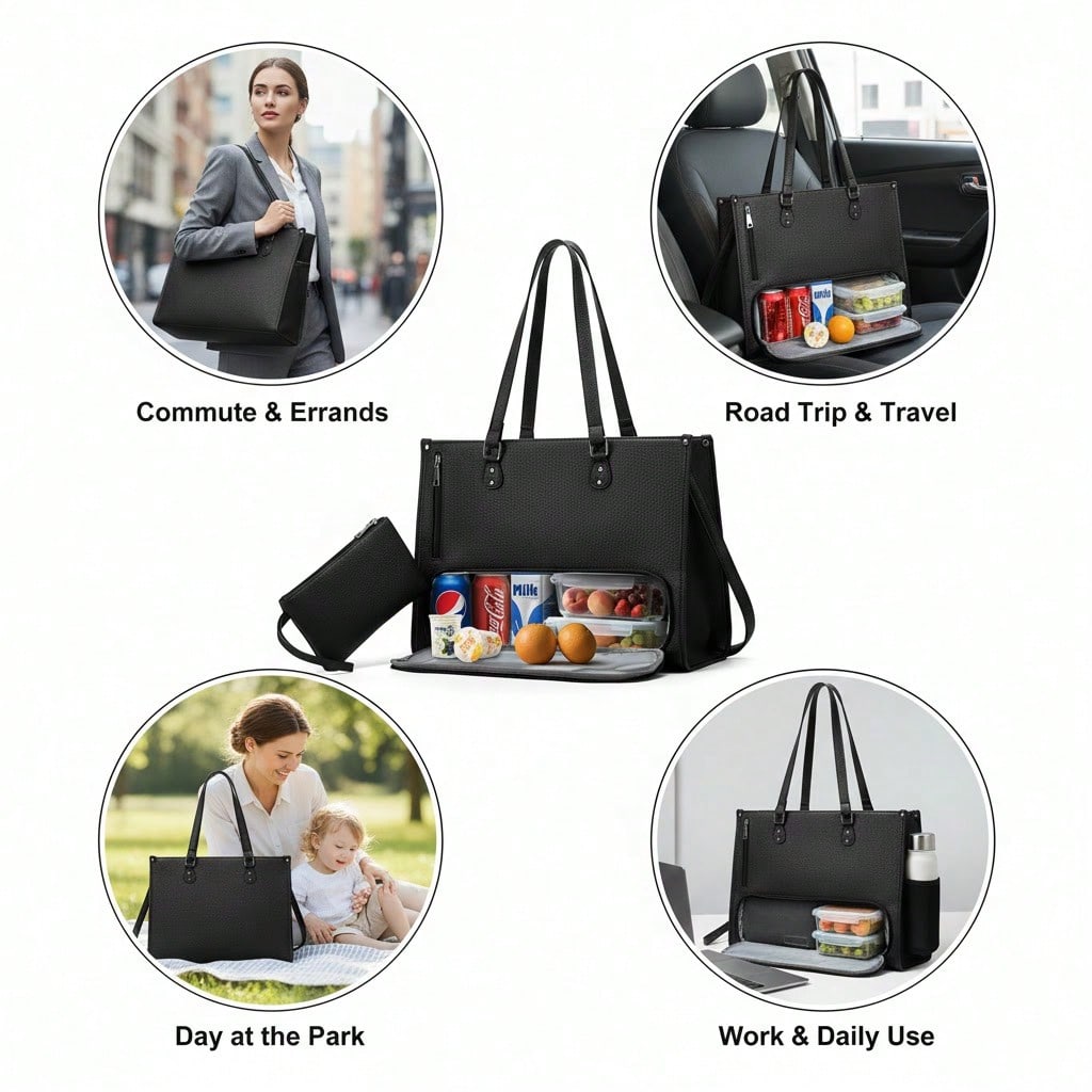 2-In-1 Women's Laptop Tote Bag - Leather Work Bag Laptop recension och pris