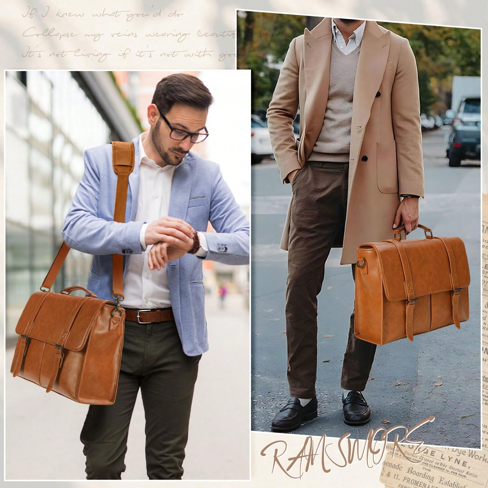 Messenger Bag For Men 15.6 Inc - Leather Work Bag Laptop recension och pris