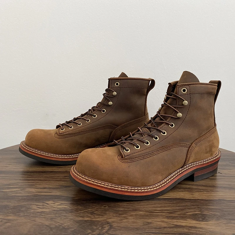 Vintage British Men Ankle Boot - Leather Work Flats recension och pris