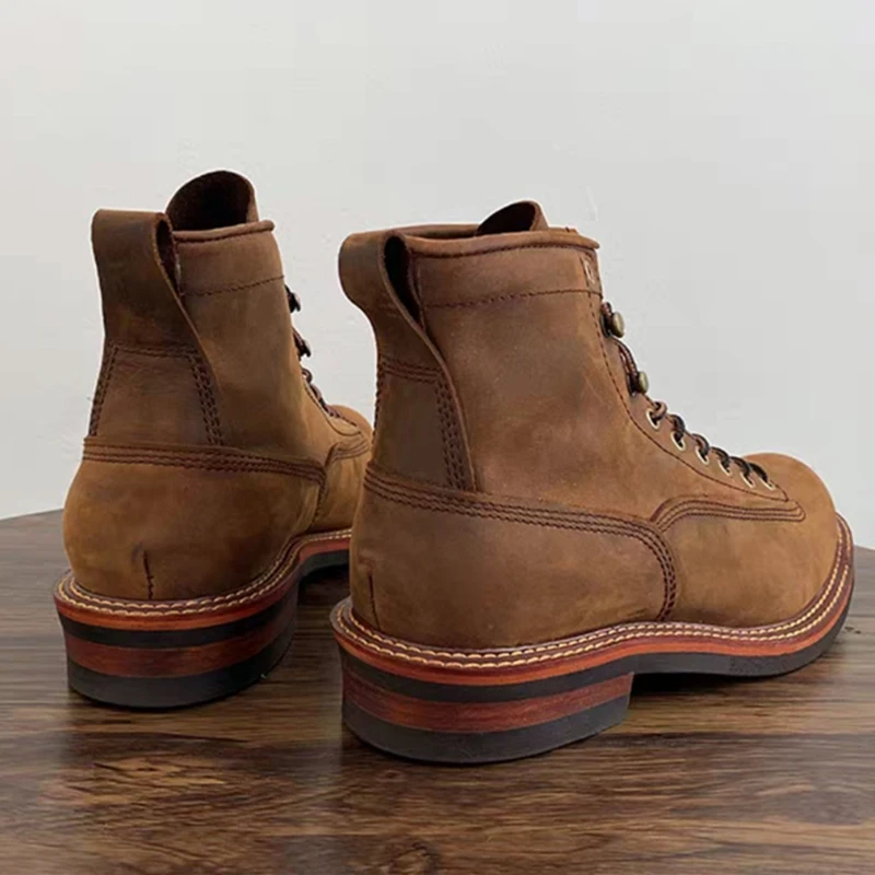 Vintage British Men Ankle Boot - Leather Work Flats recension och pris