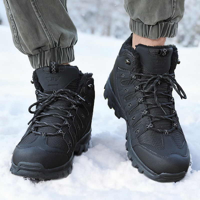 Winter Men's Boots Warm Plush  - Leather Work Flats recension och pris