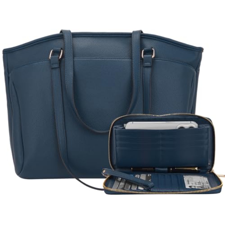 15.6 Inch Laptop Tote Bag for  - Leather Work Bag Laptop recension och pris