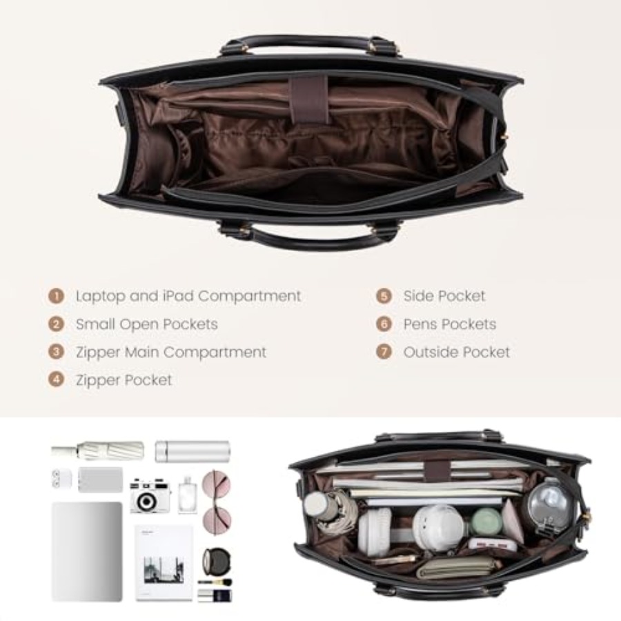 Laptop Tote Bag for Women, Wor - Leather Work Bag Laptop recension och pris
