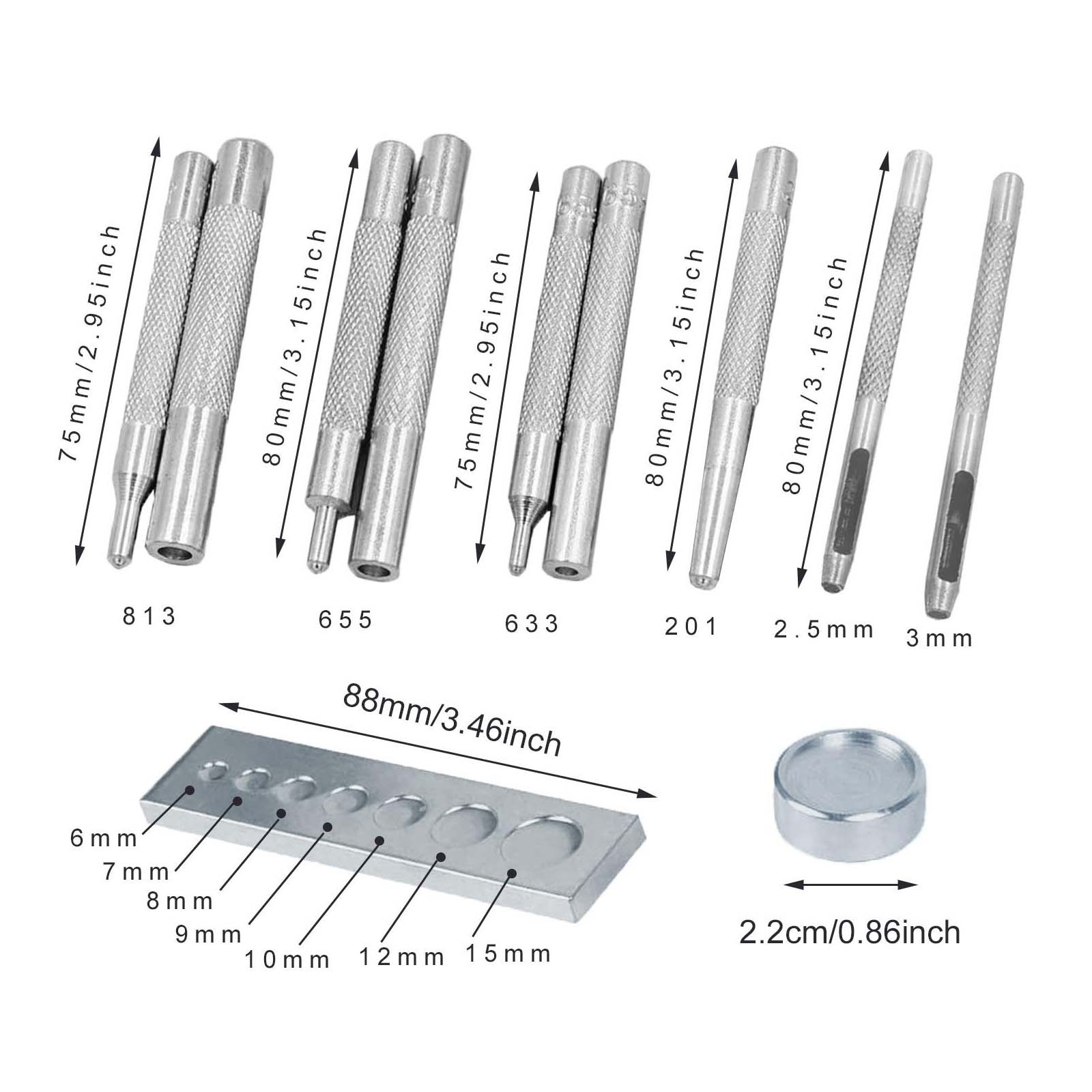 11pcs Snap Rivet Setter, Leath - Leatherwork Rivet Setter recension och pris
