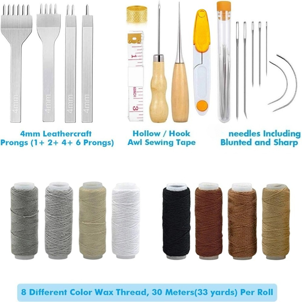 34 Pcs Leather Pouch Kit,Hole  - Leatherwork Thread recension och pris