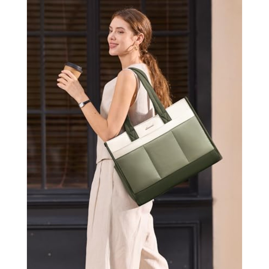 Tote Bag for Women Puffer Lapt - Leather Work Bag Laptop recension och pris