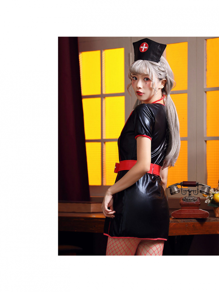 Black PU Leather Nurse Work Sk - Leather Work Dress recension och pris