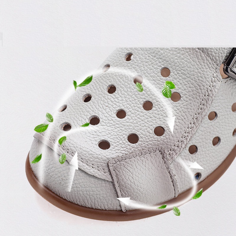New Cow leather low heel sanda - Leather Work Flats recension och pris