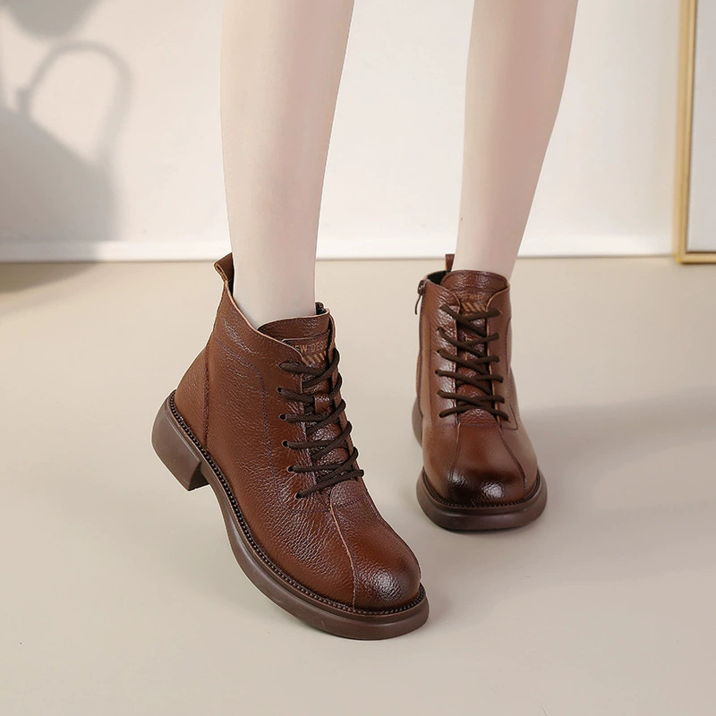 New Autumn Cowhide Mid-Heel So - Leather Work Women Shoes recension och pris