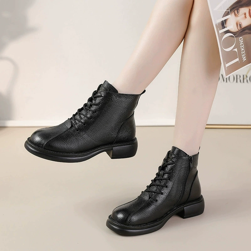 New Autumn Cowhide Mid-Heel So - Leather Work Women Shoes recension och pris