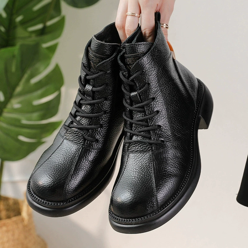 New Autumn Cowhide Mid-Heel So - Leather Work Women Shoes recension och pris