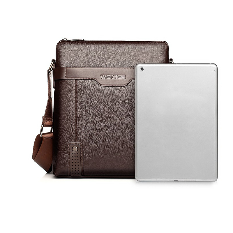 Solid Color Black Brown Leathe - Leather Work Bag Laptop recension och pris