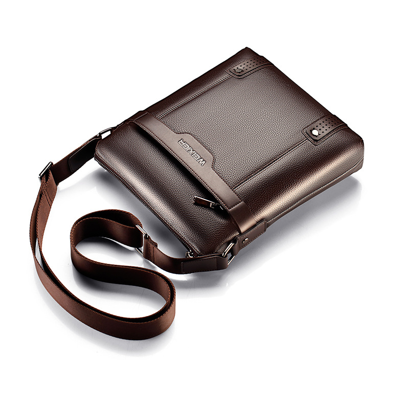 Solid Color Black Brown Leathe - Leather Work Bag Laptop recension och pris