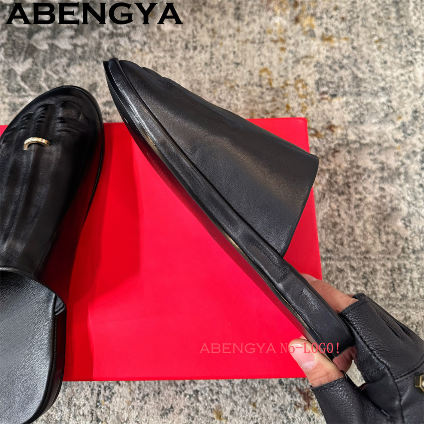 Black Real Leather Wrap Toe lo - Leather Work Flats recension och pris