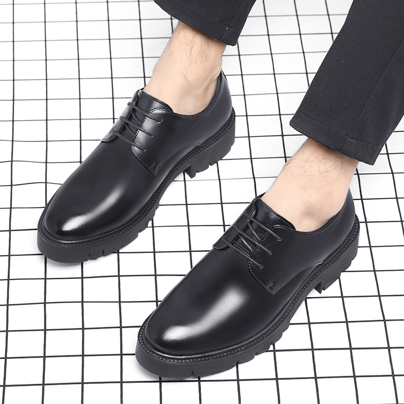 Mens Black Leather Lace Up Dre - Leather Work Dress recension och pris