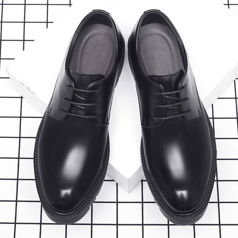 Mens Black Leather Lace Up Dre - Leather Work Dress recension och pris