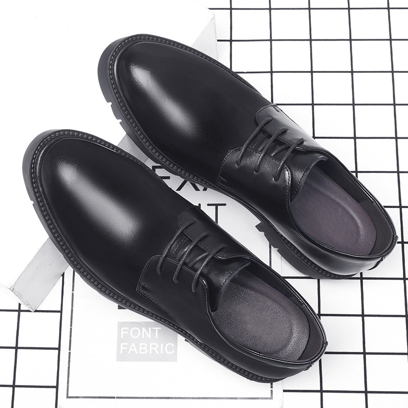 Mens Black Leather Lace Up Dre - Leather Work Dress recension och pris
