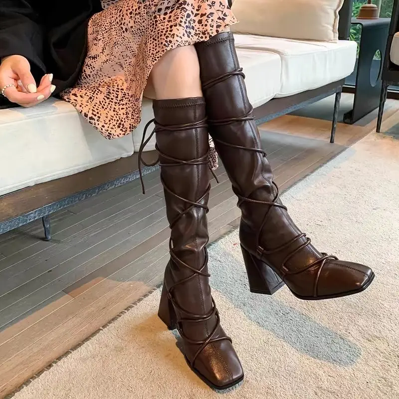 Autumn Winter Leather Strap Kn - Leather Work Women Shoes recension och pris