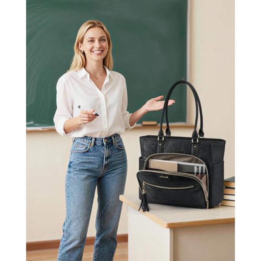 Laptop Tote Bag for Women With - Leather Work Bag Laptop recension och pris