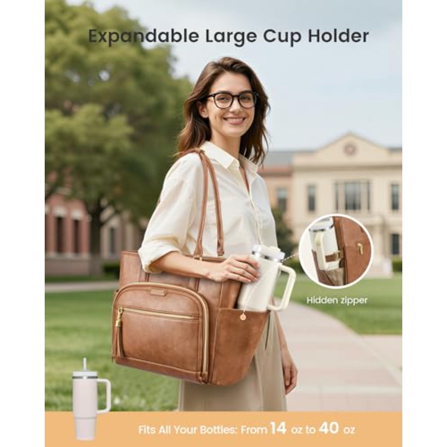 Laptop Tote Bag for Women With - Leather Work Bag Laptop recension och pris